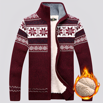 Pulôver Masculino de Lã com Forro Sherpa – Camisola Quente de Inverno para Frio & Dia a Dia
