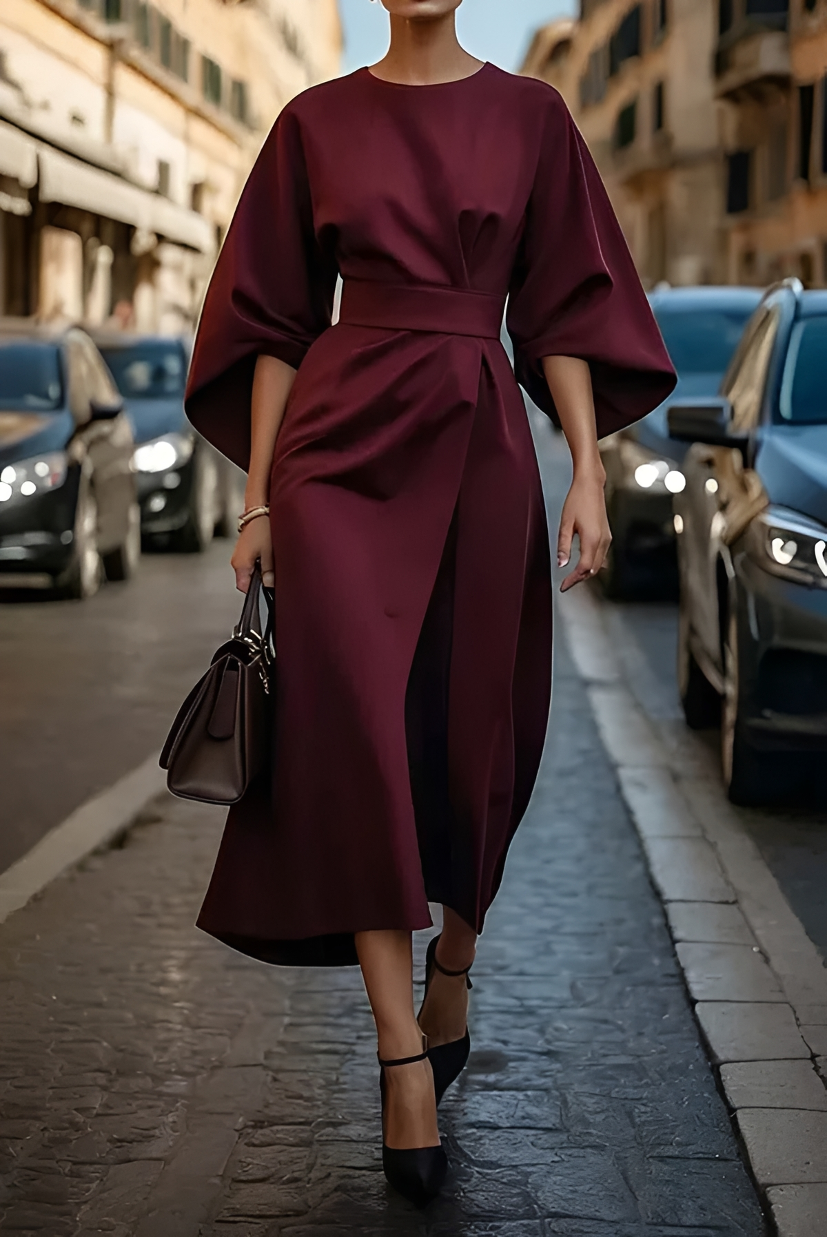 Vera - Vestido Midi Elegante com Cinto