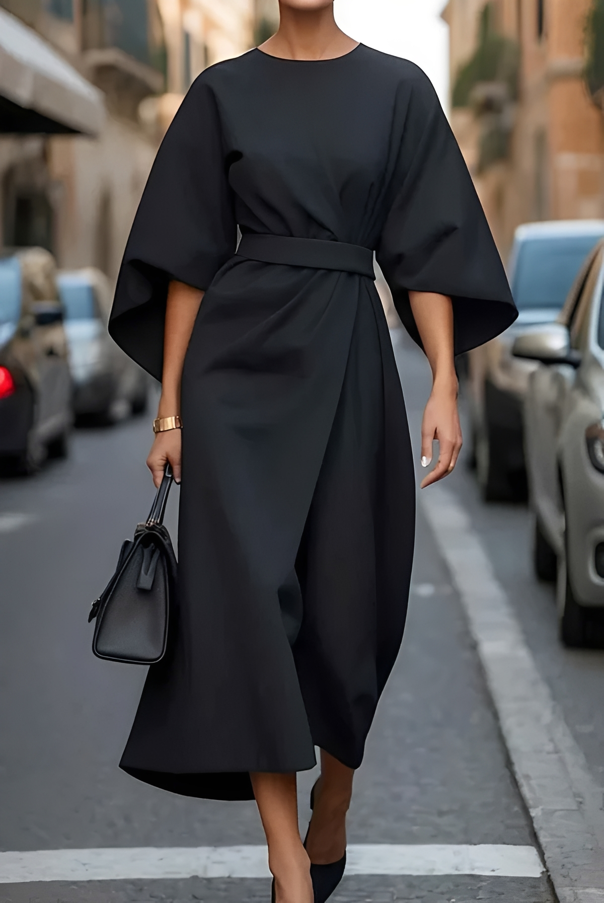 Vera - Vestido Midi Elegante com Cinto