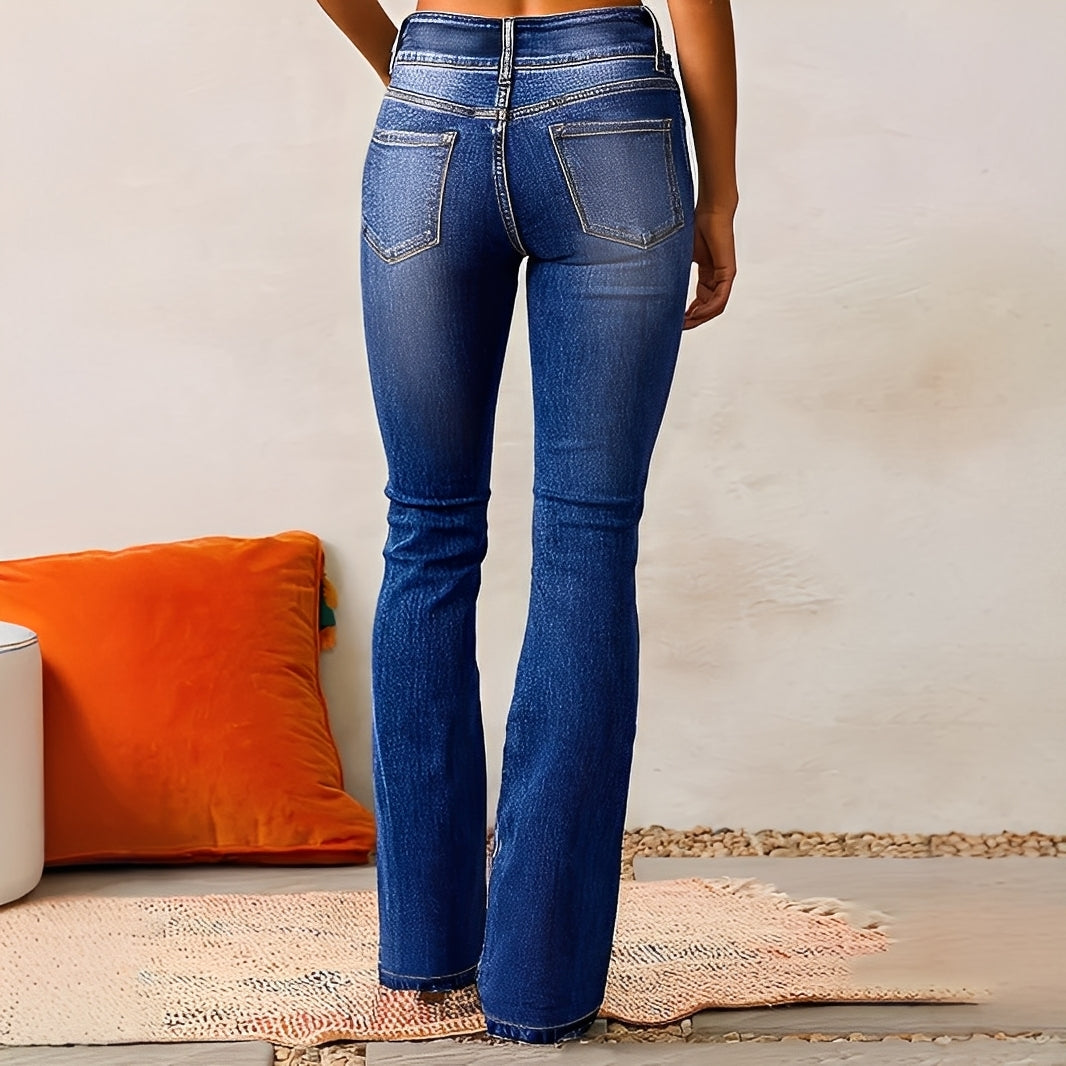 Carla - Casual, cintura alta calça flare para mulheres