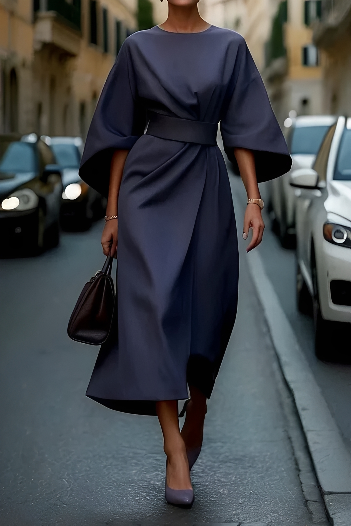 Vera - Vestido Midi Elegante com Cinto