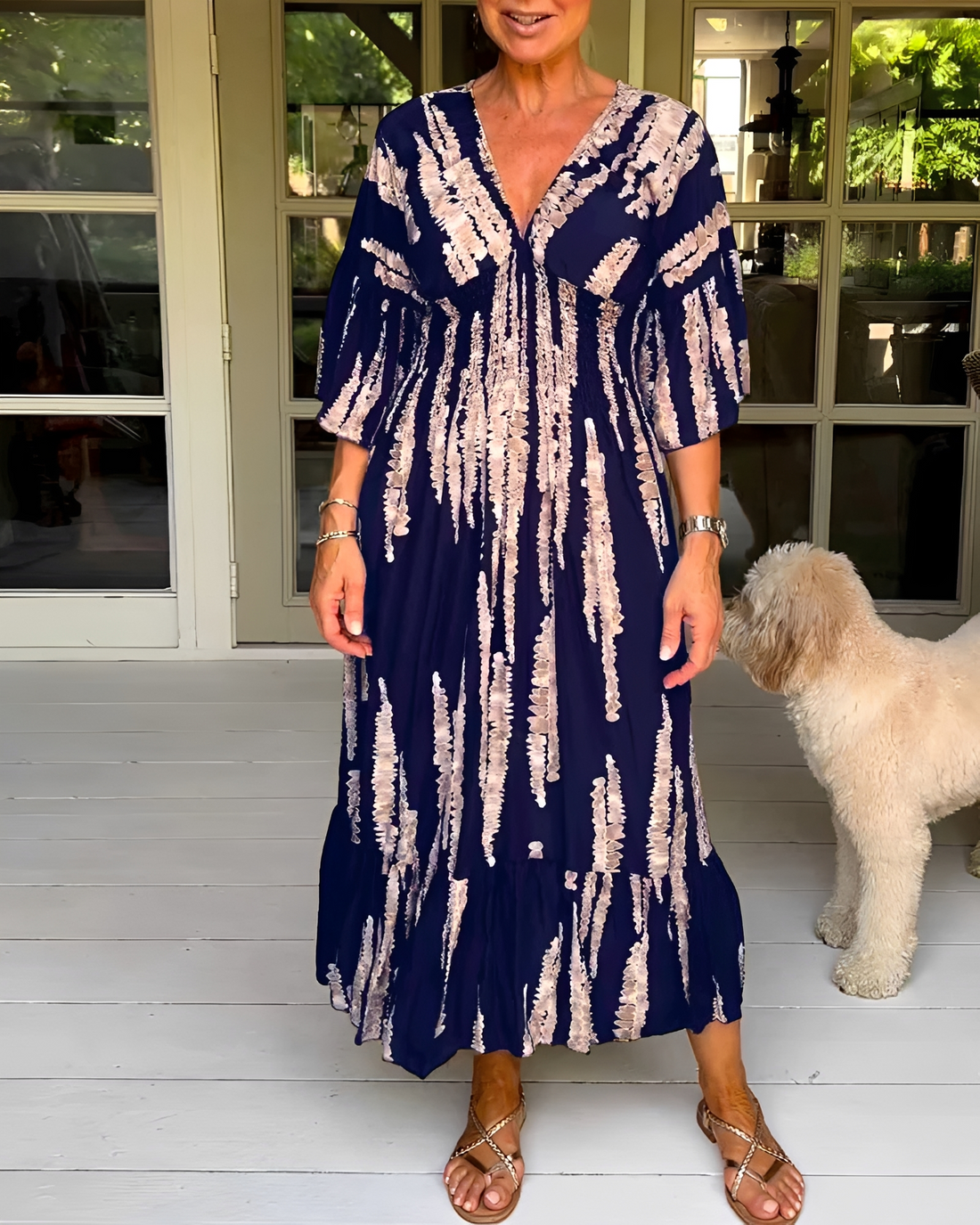 Esperanza - Vestido Midi com Decote em V Estiloso