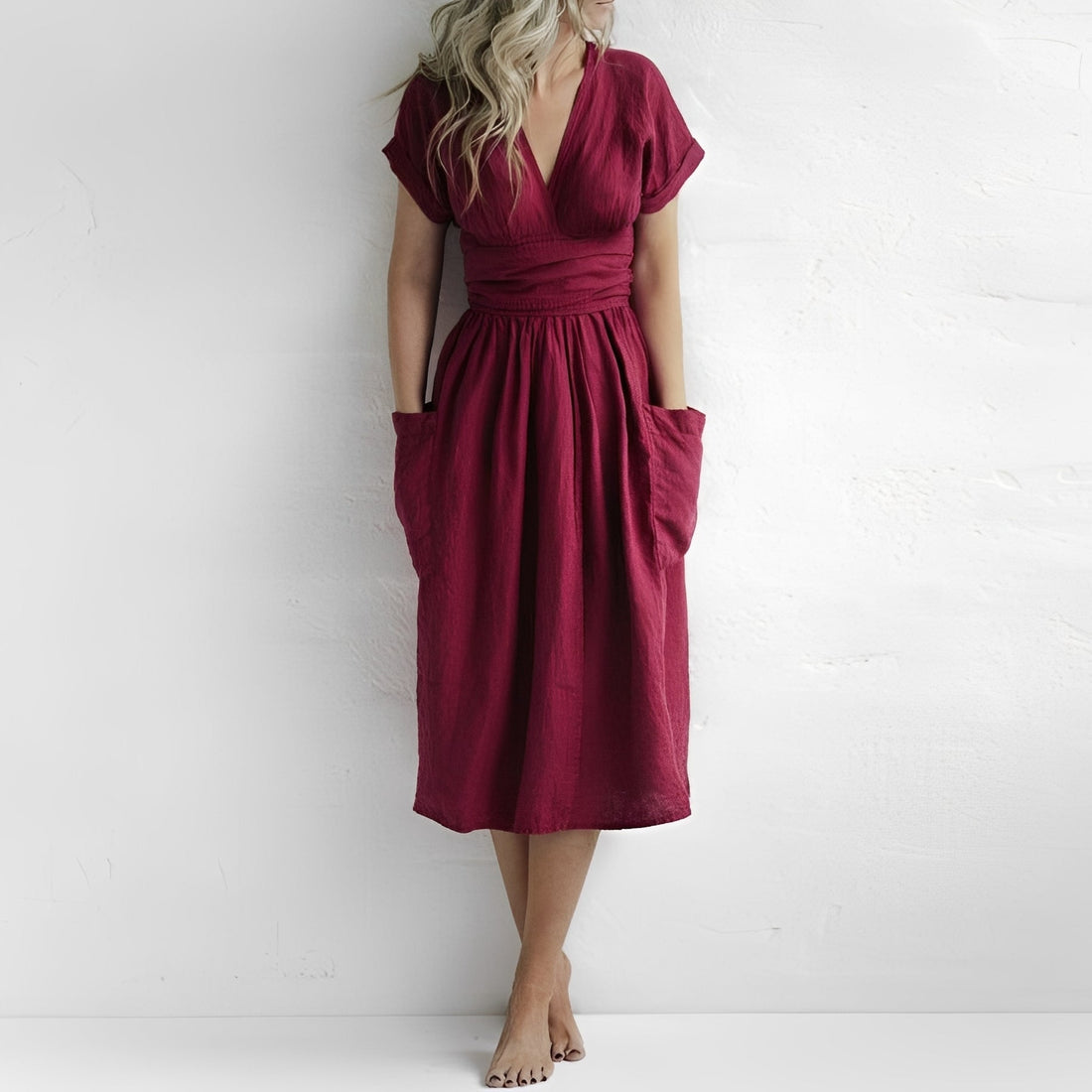 Sasha - Vestido Envelope Casual com Bolsos