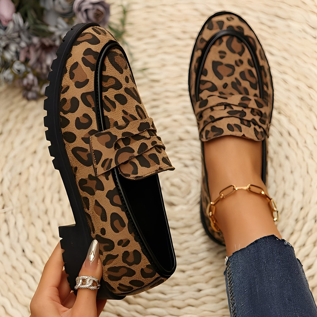 Camélia - Sapatos elegantes com estampa de leopardo para mulheres