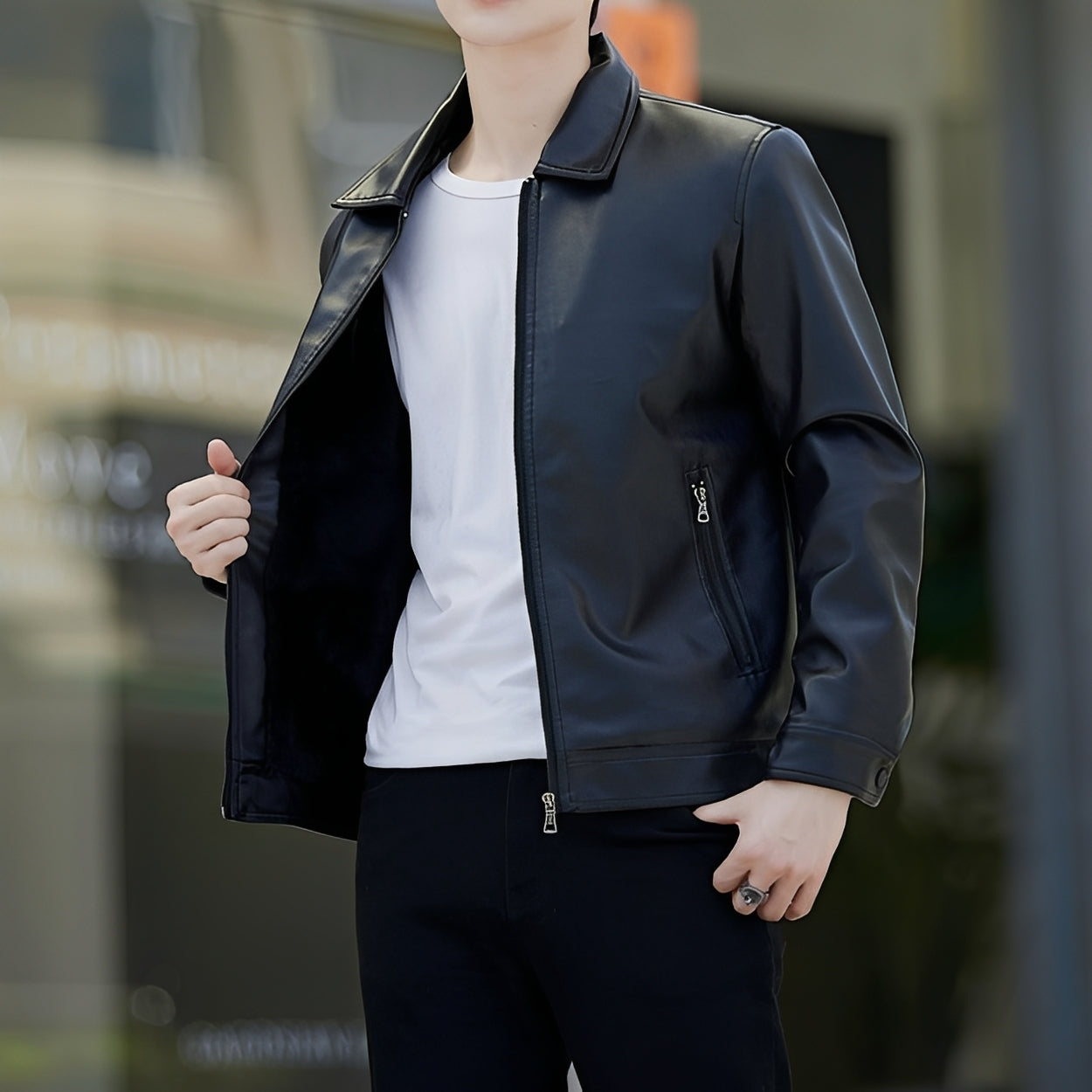 Ewan - Moderna Jaqueta Bomber de Couro para Homens