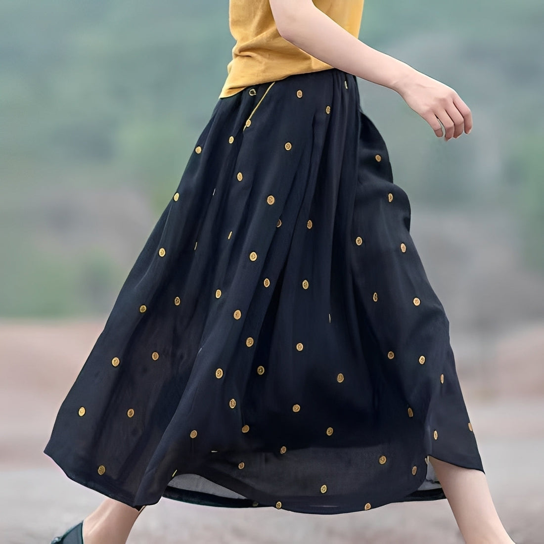 Thea - Saia casual com bolinhas para mulheres