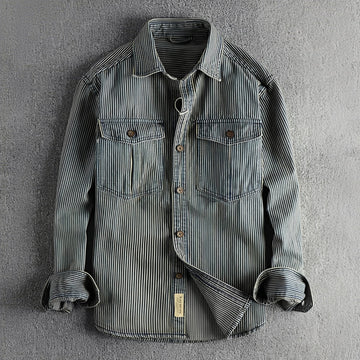 Justin - Camisa jeans clássica para homens