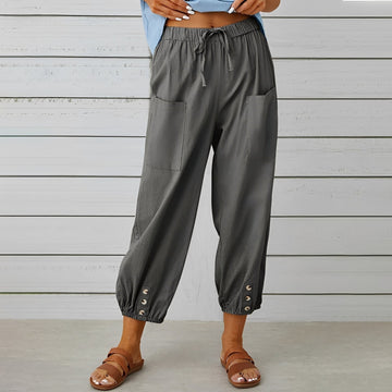 Christa - Calça casual, folgada e curta para mulheres