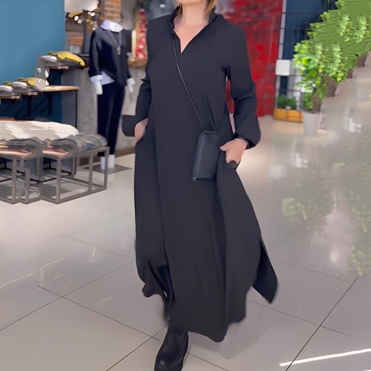 Hélène - Vestido solto com fenda lateral para mulheres