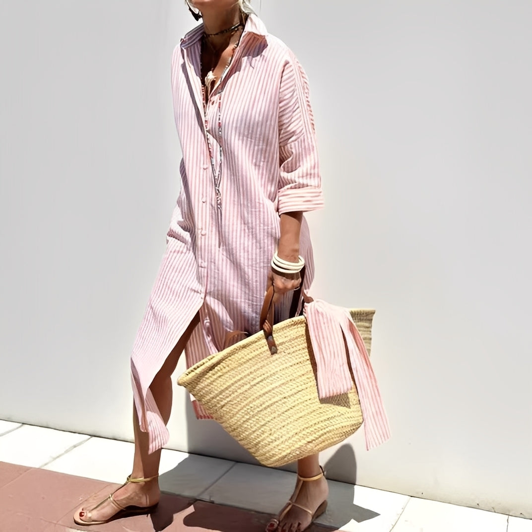 Paulette - Klassisches gestreiftes Hemdkleid für Damen