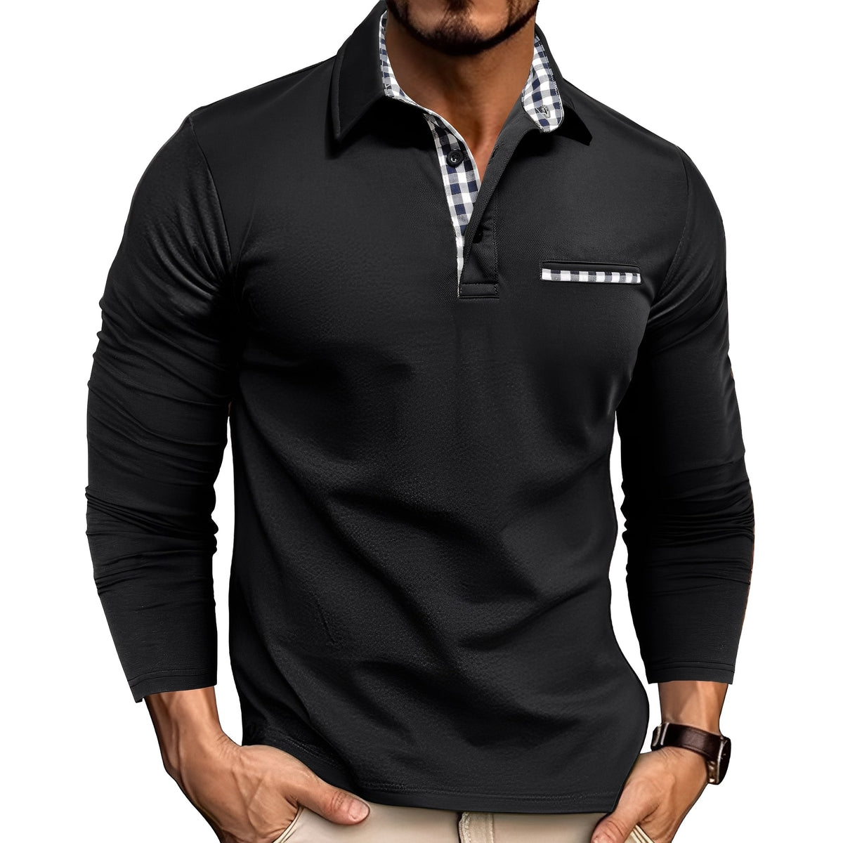 Rupert - Camisa Polo Leve de Manga Longa para Homens