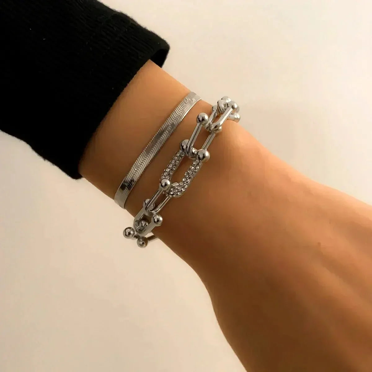 Maelys – Conjunto de Braceletes Corrente & Serpente