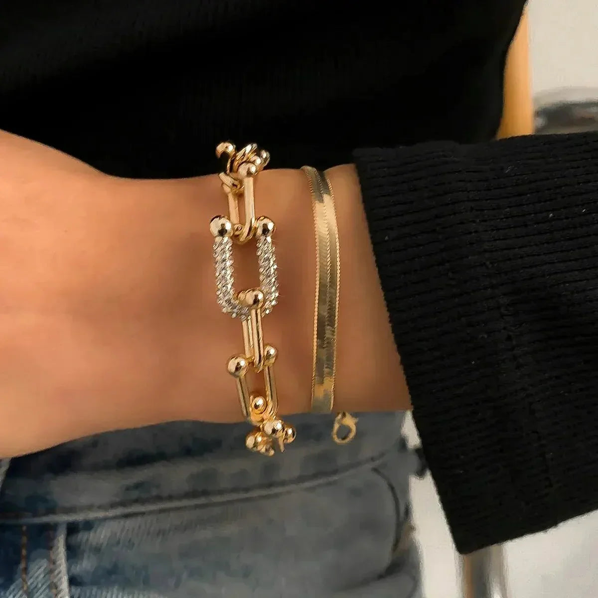 Maelys – Conjunto de Braceletes Corrente & Serpente