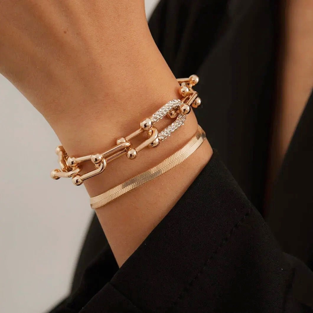 Maelys – Conjunto de Braceletes Corrente & Serpente