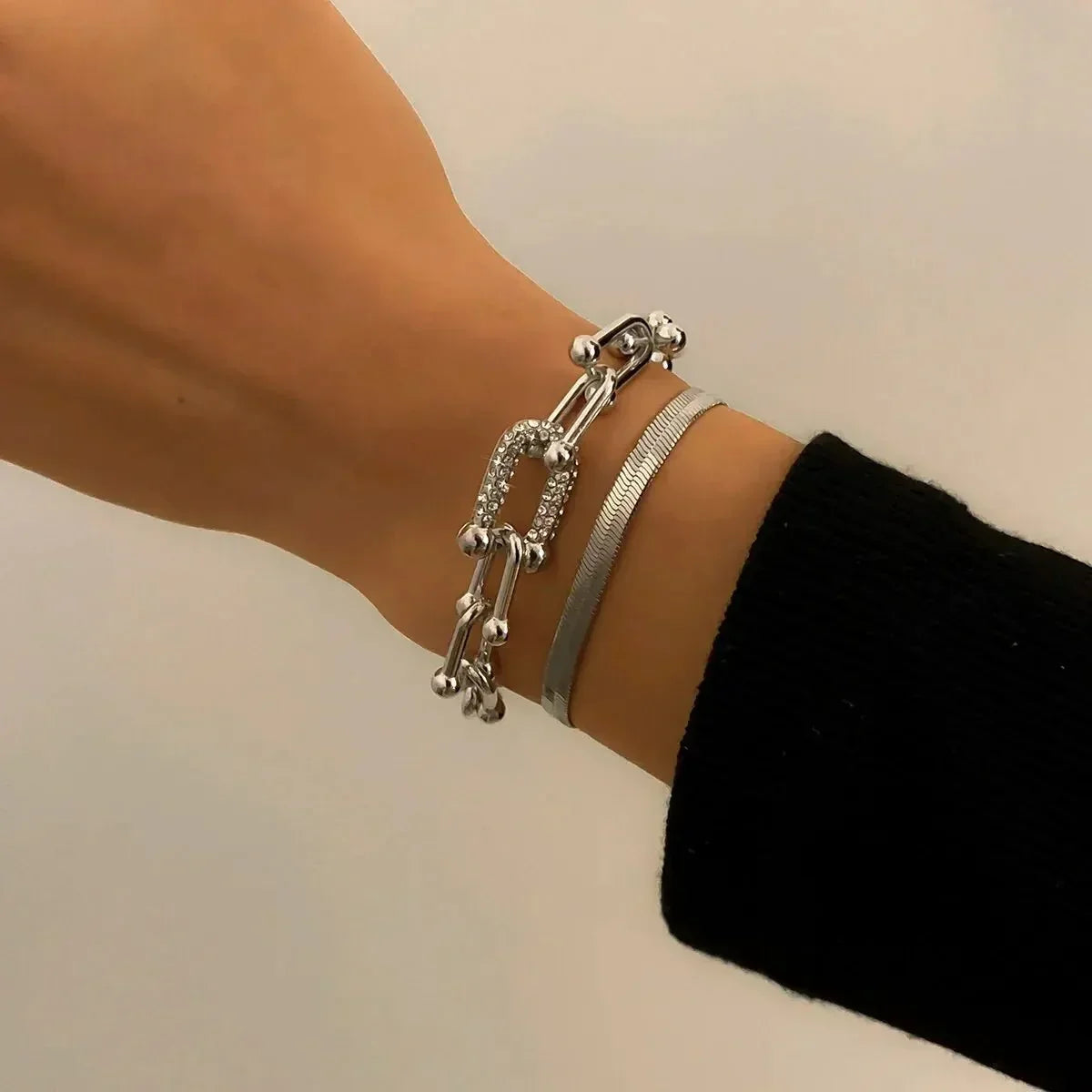 Maelys – Conjunto de Braceletes Corrente & Serpente