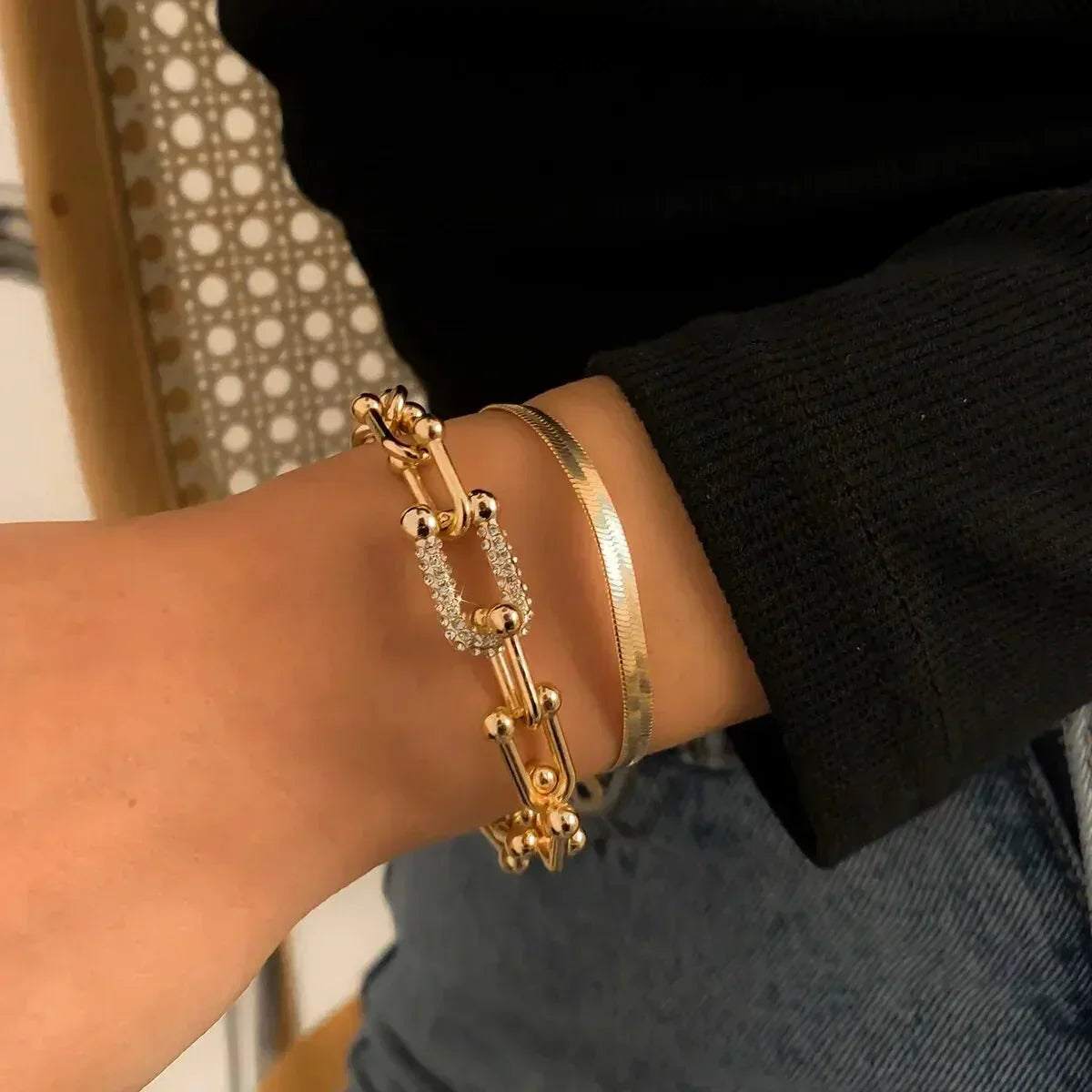 Maelys – Conjunto de Braceletes Corrente & Serpente
