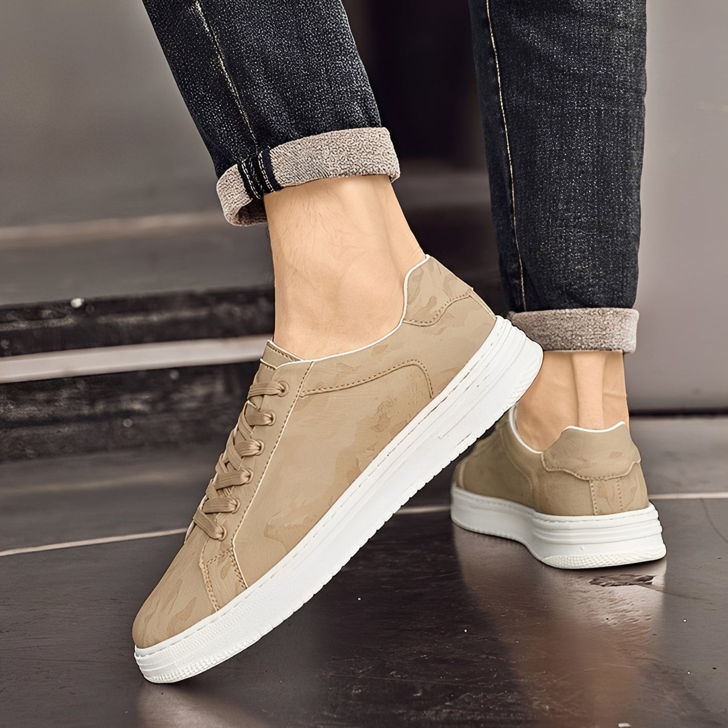 Ronan - Classic Leather and Canvas Sneakers for Men