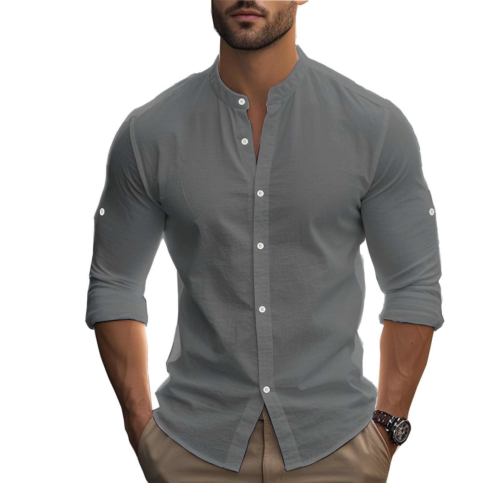 Timothy - Camisa de manga comprida ajustada para homens