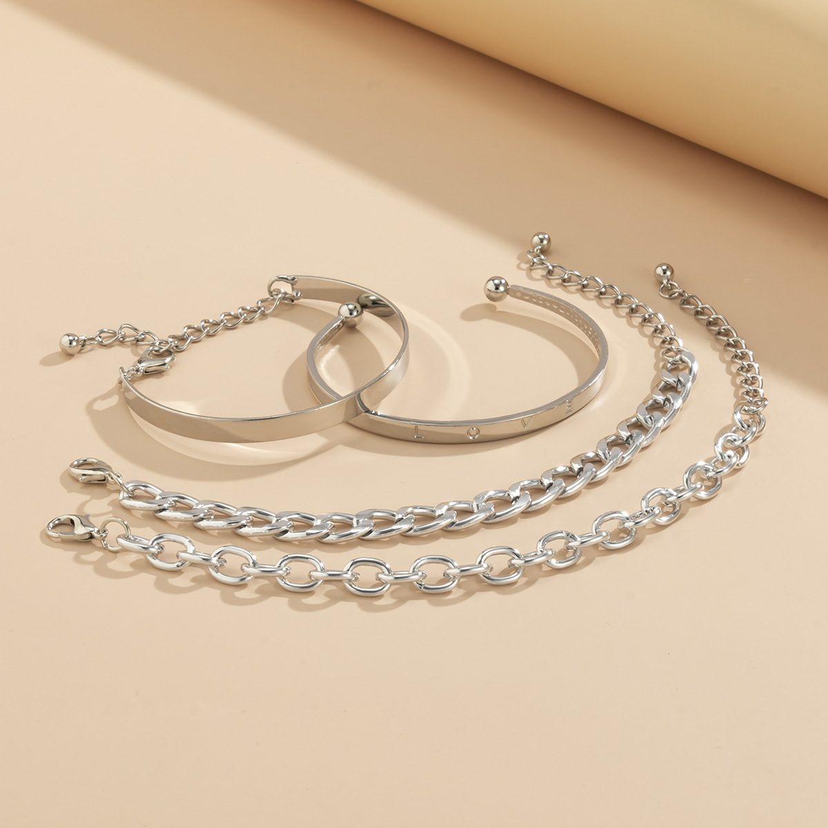 Bracelete a 4 cadeias - conjunto de braceletes ajustáveis