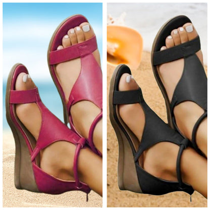 Anne - Orthopedic leather sandals with heel