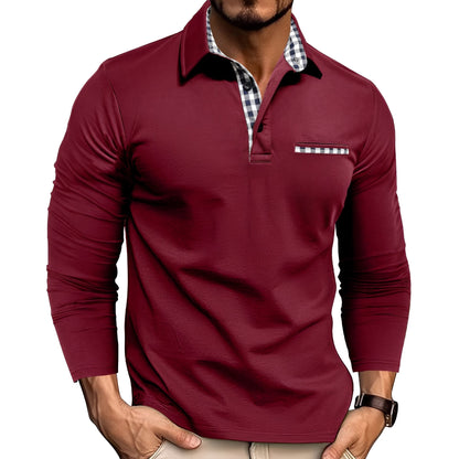 Rupert - Camisa Polo Casual de Manga Longa para Homens
