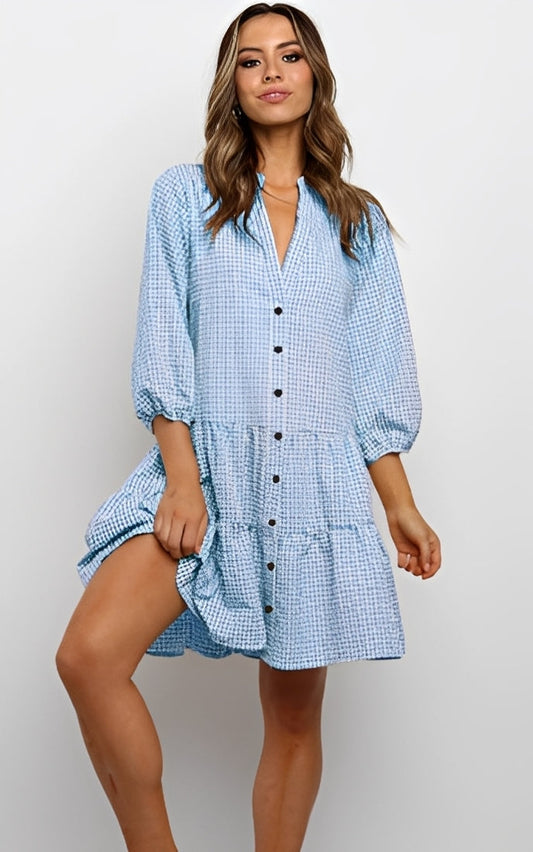 Nicole - Elegant dress, checkered, flowing for women