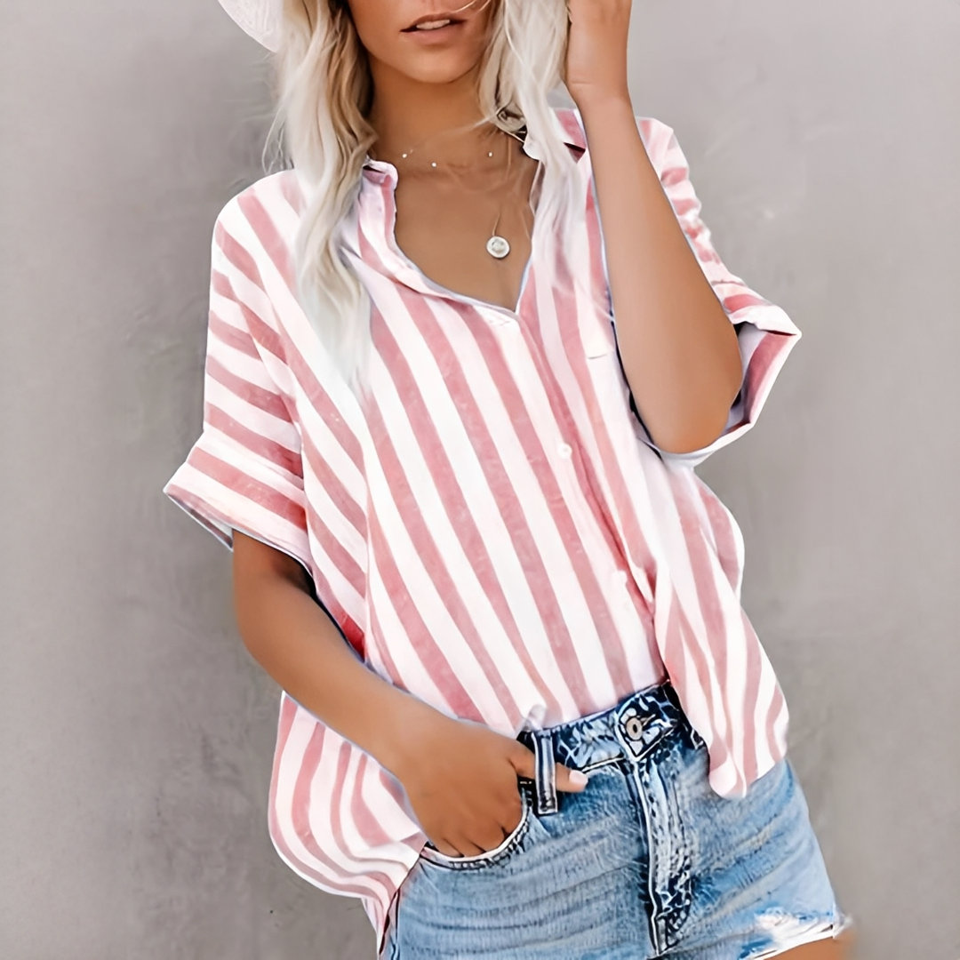 Alejandra - Camisa de verão elegante com listras para mulheres