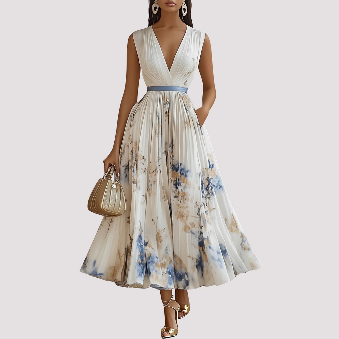 Leah - Vestido Midi Floral de Manga Longa