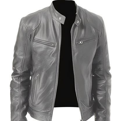 Crawford - Casual, fitted cut leather jacket for men