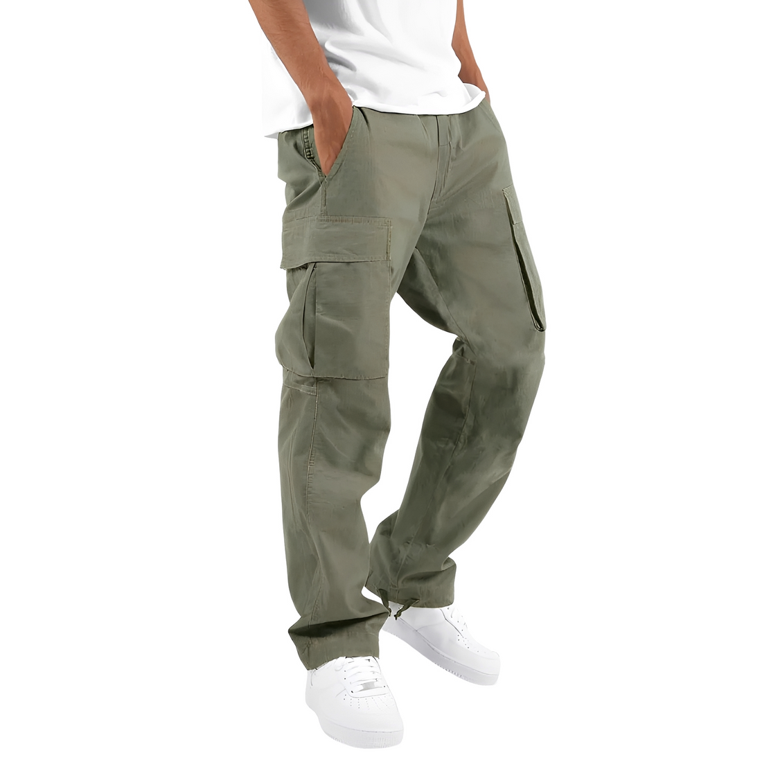 Cooper - Calça cargo masculina larga com cordão