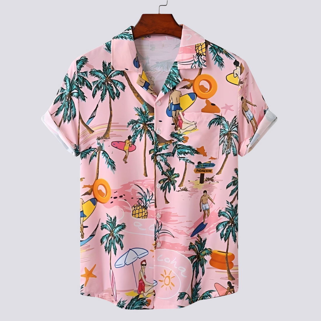 Ronan - Camisa elegante com estampa havaiana para homens