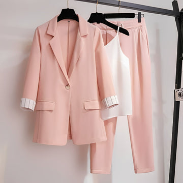 Paula - Conjunto de Blazer Estiloso de Três Peças para Mulheres