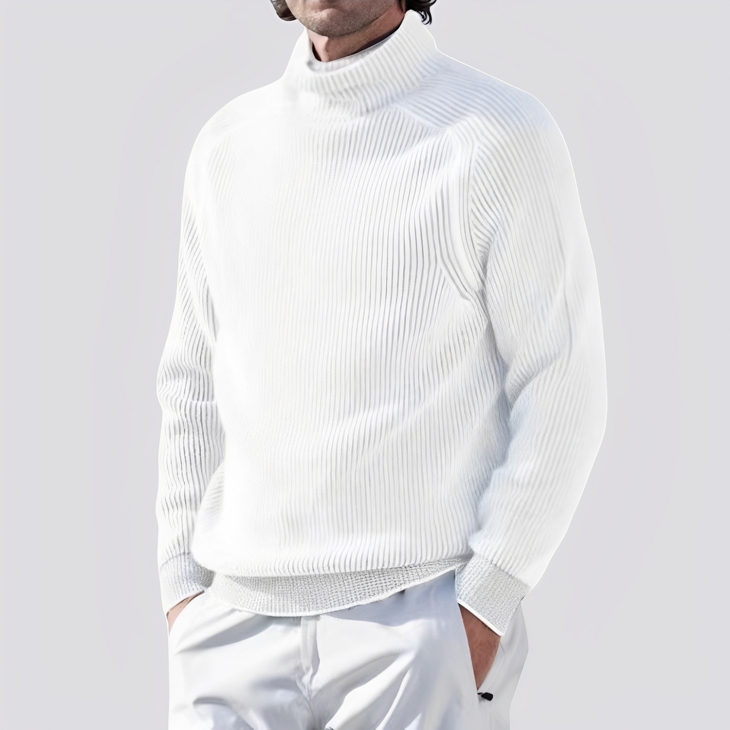 Zack - Warm Knitted Sweater with Ribbed Pattern for Men
