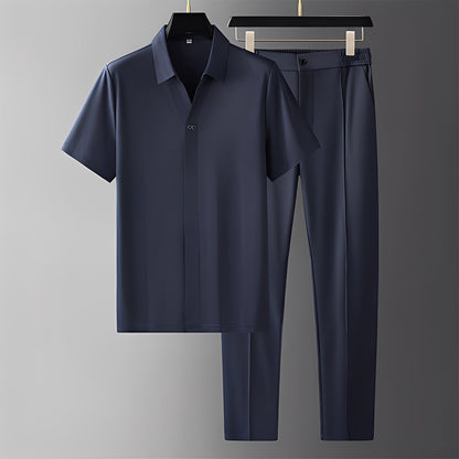 Alexander - Polo curto e calças elegantes para homens Conjunto
