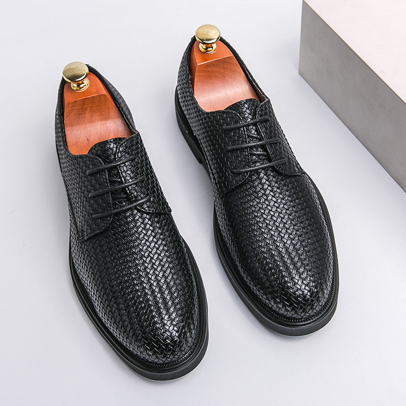 Tristan - Elegant Oxford leather shoes with 3D woven pattern for men