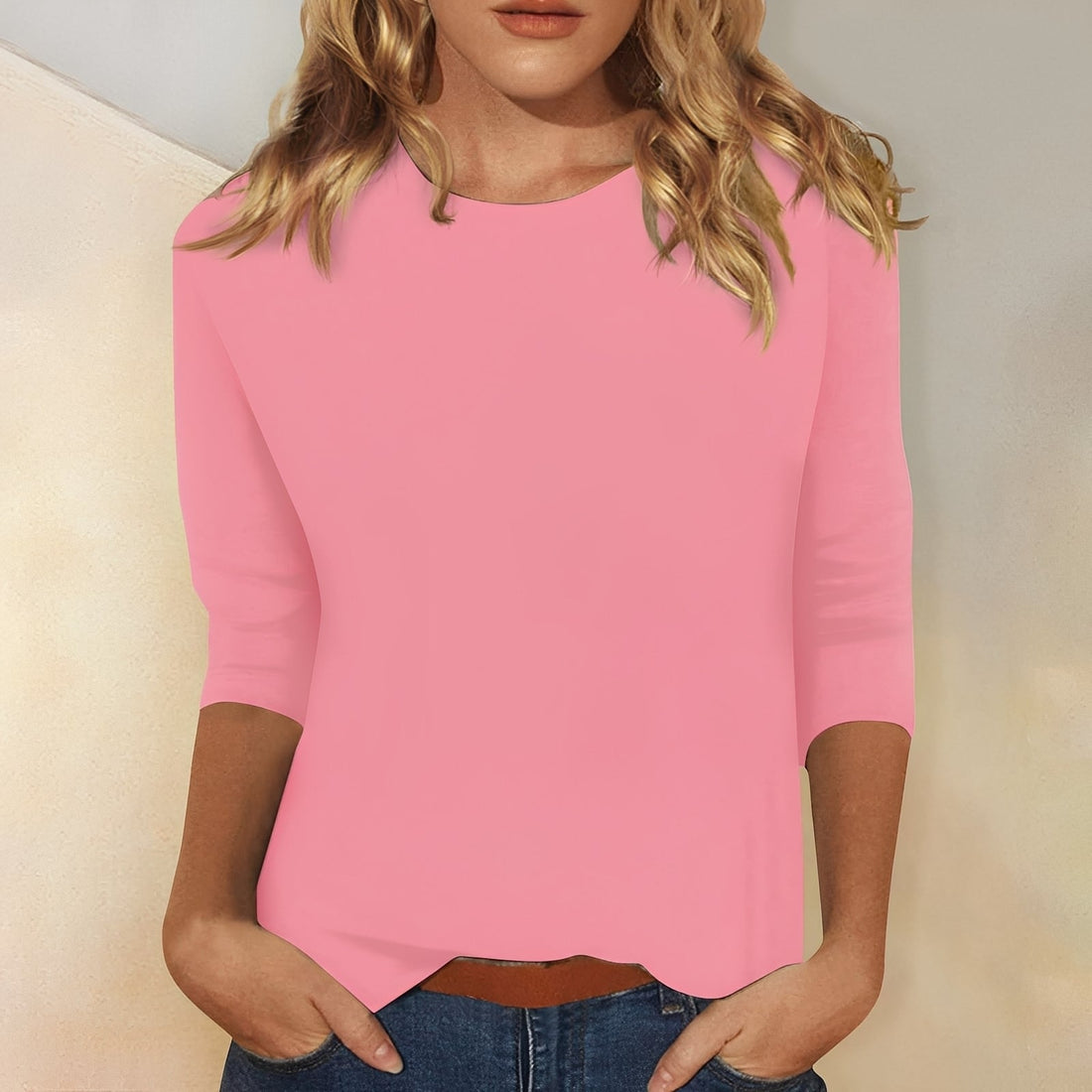 Louisa - Camiseta de manga longa casual e simples para mulheres