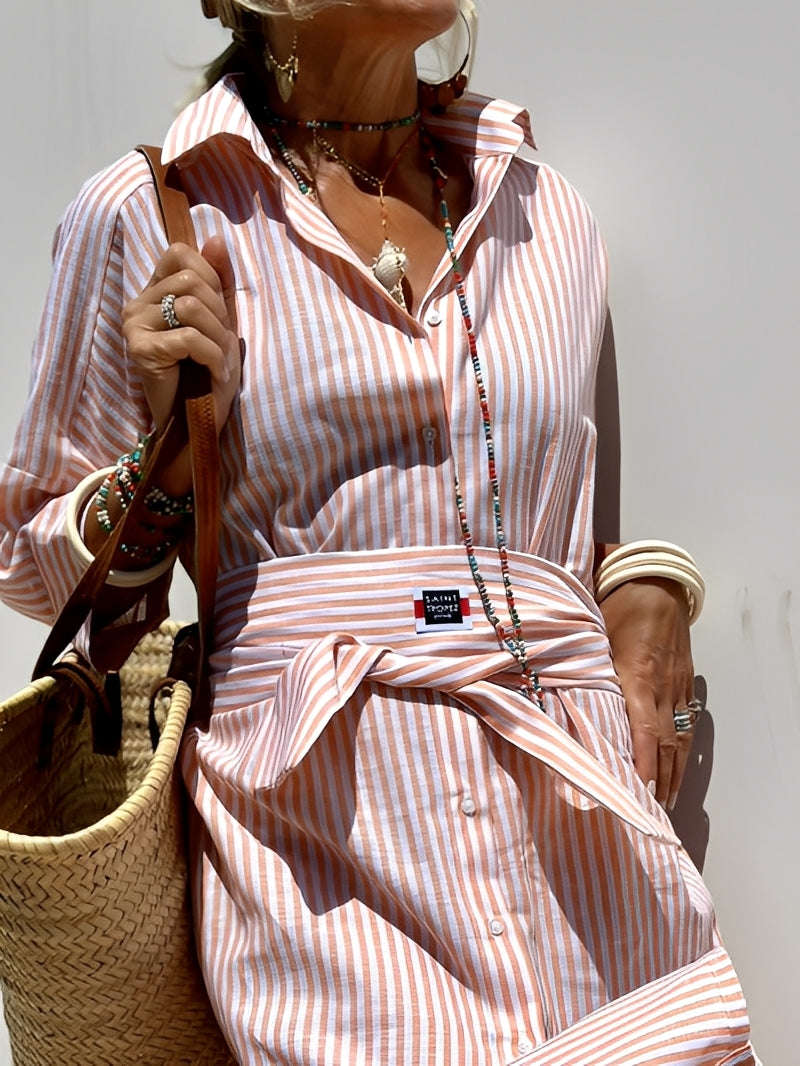 Christel - Long striped polo dress for woman