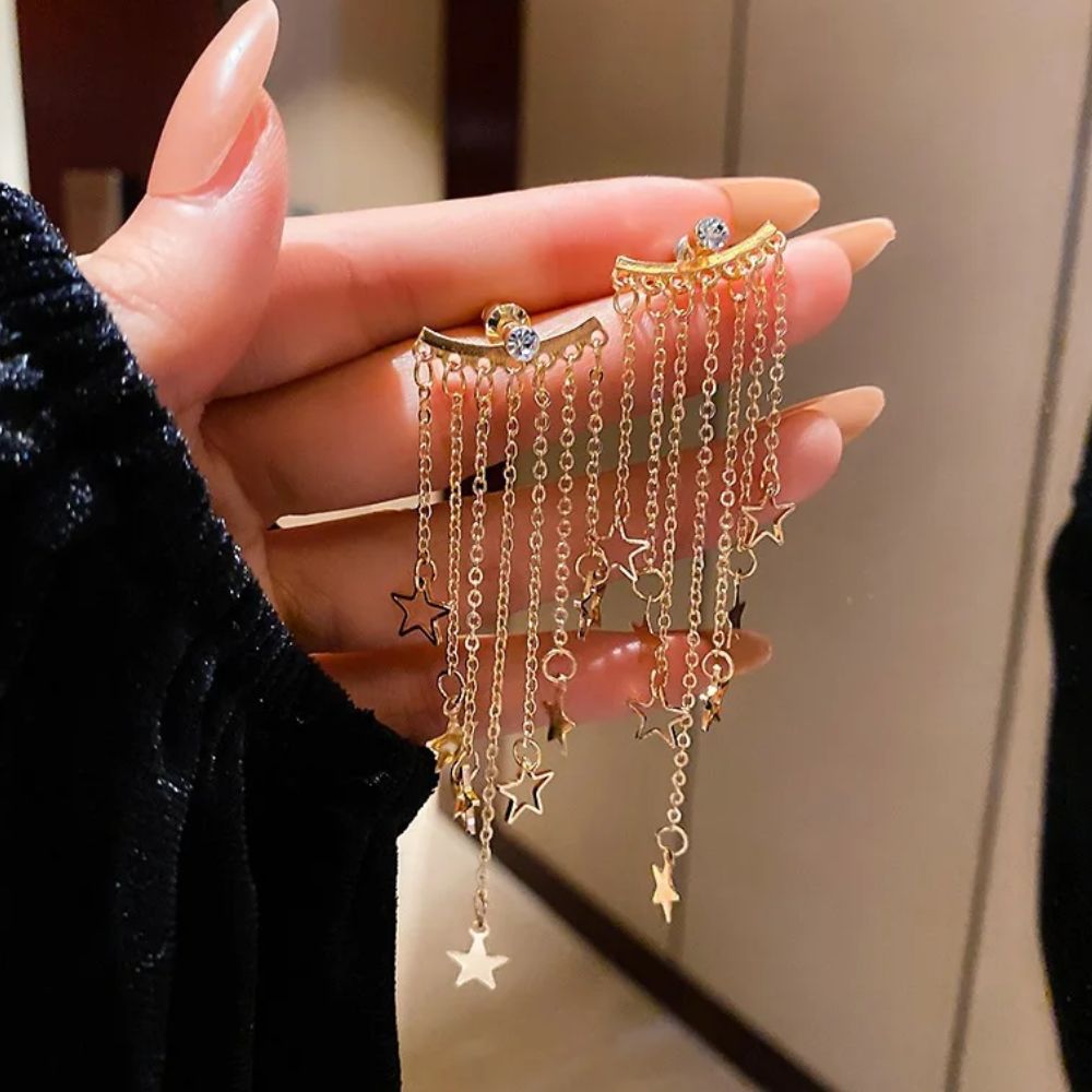 Valerie – Brincos pendentes em estrela com franjas