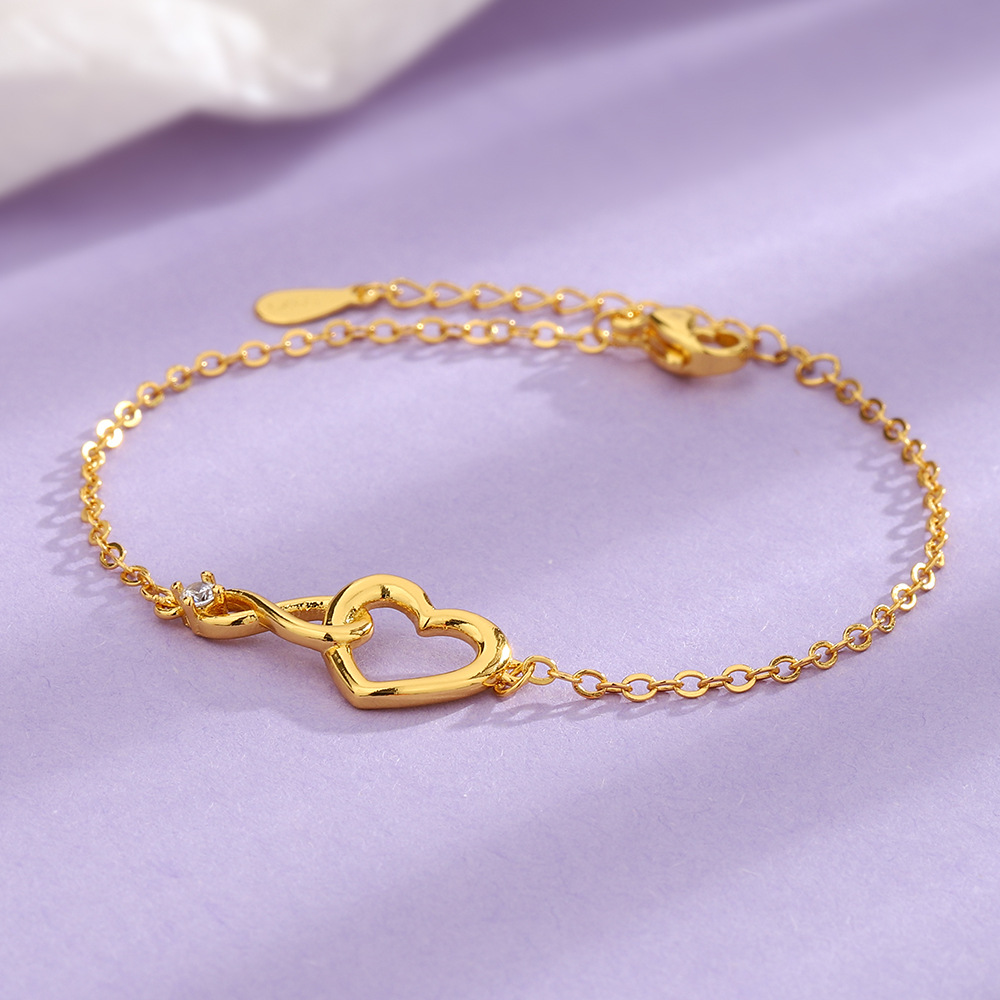 Bracelete Coração Infinito - Bracelete delicado em CZ