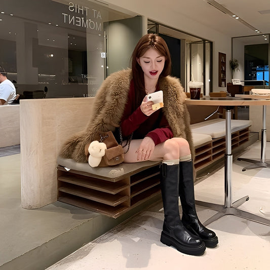 Christine - Elegant long leather boots for women