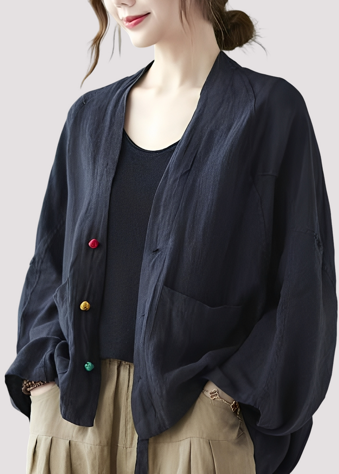 Tilly - Cardigan casual e folgado com bolsos para mulheres