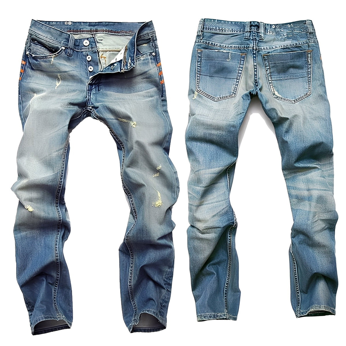Kaleb - Jeans clássico com visual rasgado