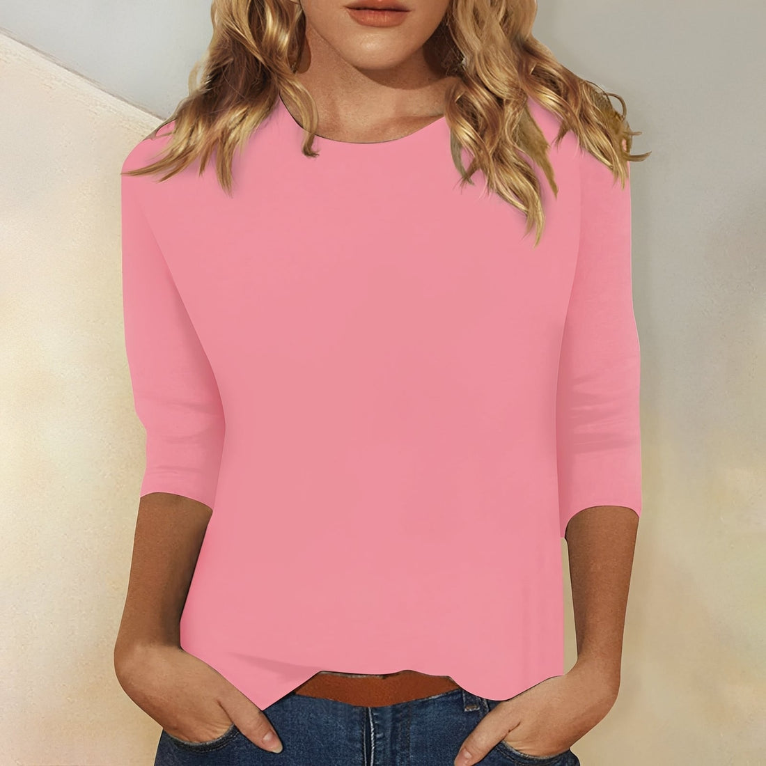 Kathryn - Blusa Casual de Manga 3/4 para Mulheres