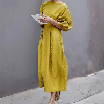 Mariam - Vestido Midi Casual com Franzidos