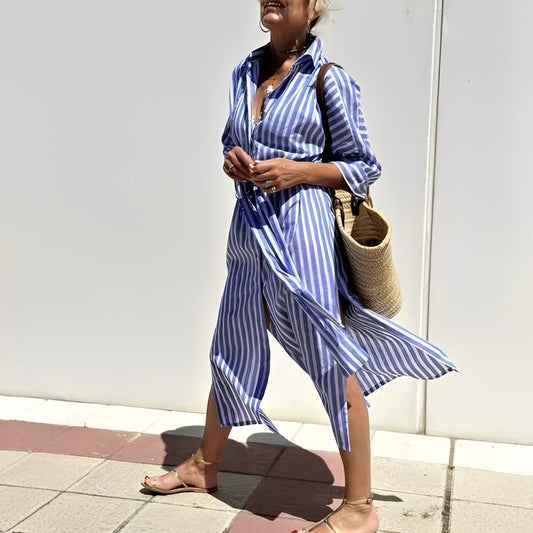 Paulette - Classic striped shirt dress for woman