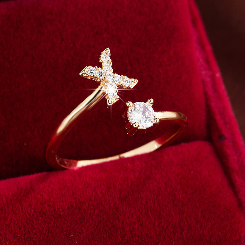 Nova – Bague aberta moderna com inicial