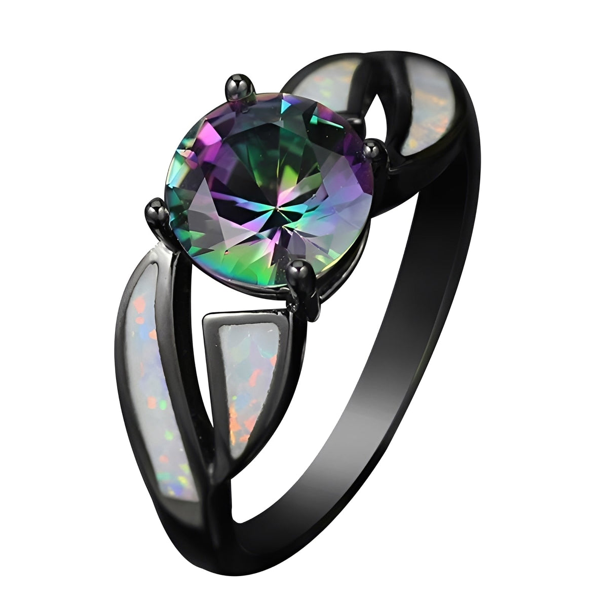 Mirella – Bague arco-íris em opala e topázio