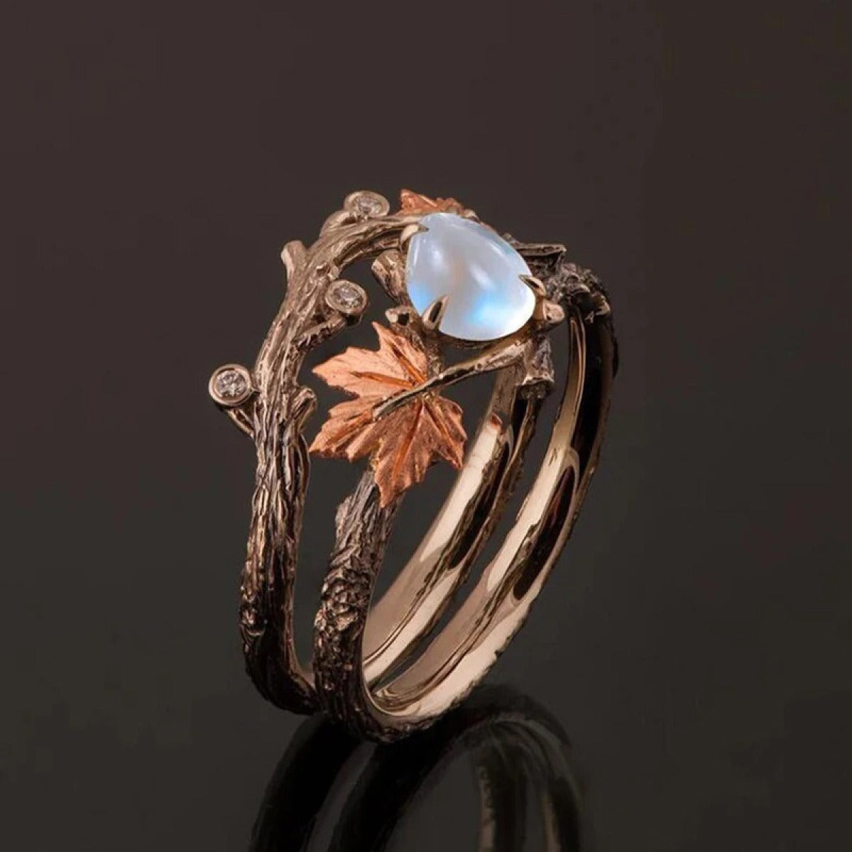 Ysia – Bague de pedra da lua em estilo natural
