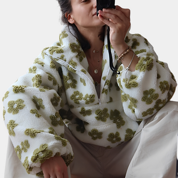 Elizabeth - Pulôver Sherpa Elegante com Estampa de Flores para Mulheres
