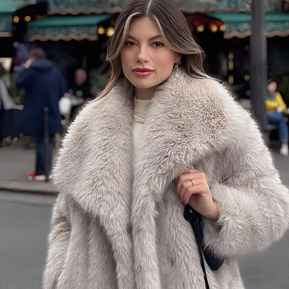 Jennifer - Modern, elegant synthetic fur coat for women